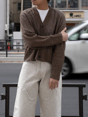 【預計2月中旬到貨】SUGARHILL / MOCK TWISTED YERN KNIT CARDIGAN-BLACK &amp; BROWN-