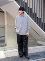 THE DAY / GINGHAM OPEN COLLAR SHIRT -BLACK-