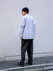 THE DAY / GINGHAM OPEN COLLAR SHIRT -GRAY-