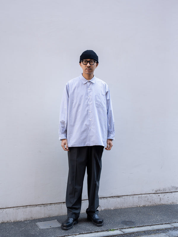 THE DAY / GINGHAM OPEN COLLAR SHIRT -GRAY-