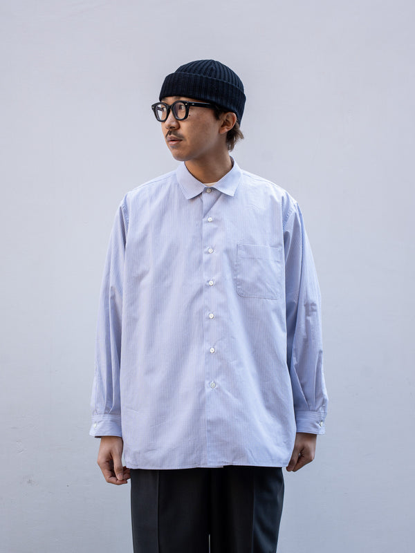 THE DAY / GINGHAM OPEN COLLAR SHIRT -GRAY-