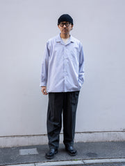 THE DAY / GINGHAM OPEN COLLAR SHIRT -GRAY-