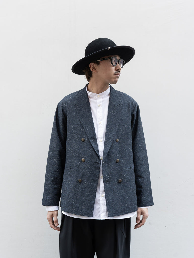 tangenet / Silk nep Chambray Jaketsu -Navy-