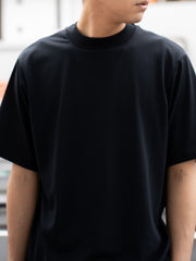 HAND ROOM / POLYESTER COTTON FEEL MOCK NECK T-SHIRT -BLACK-