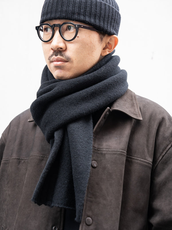 TOHNAI / CHUNKY WOOL SCARF -BLACK-