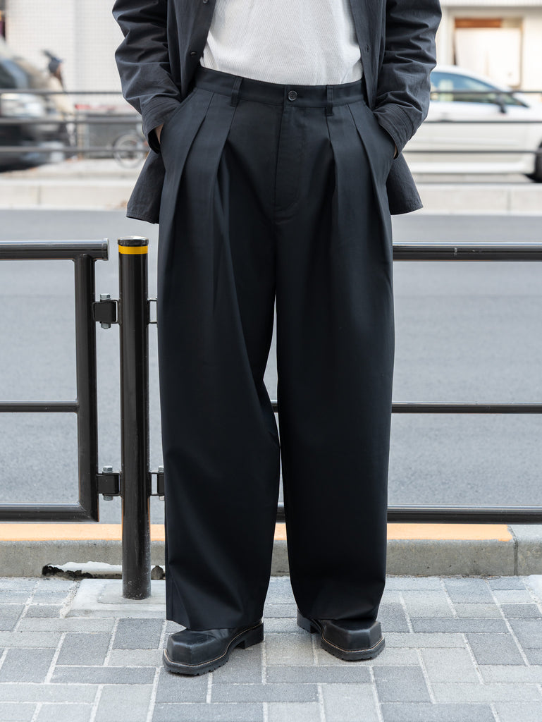 tangenet / Wool tropical Bowie pants -Black-