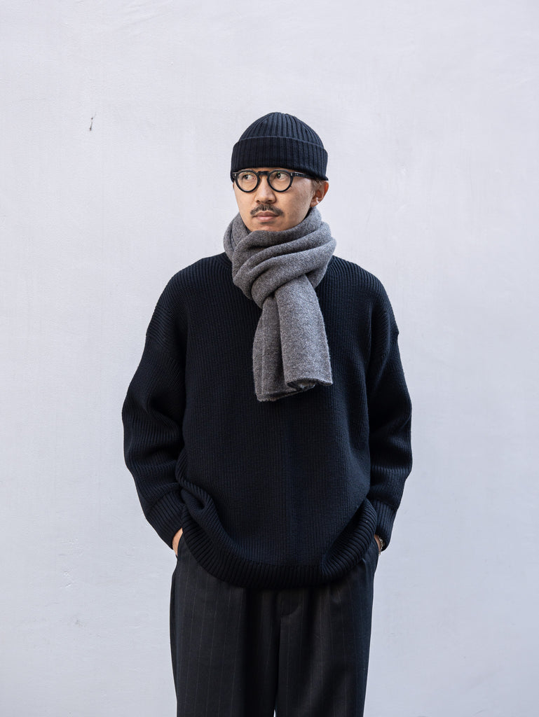 TOHNAI / CHUNKY WOOL SCARF -GRAY-