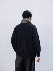 THE DAY / MERINO WOOL CREWNECK KNIT -BLACK-