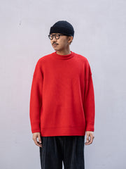 THE DAY / MERINO WOOL CREWNECK KNIT -RED-
