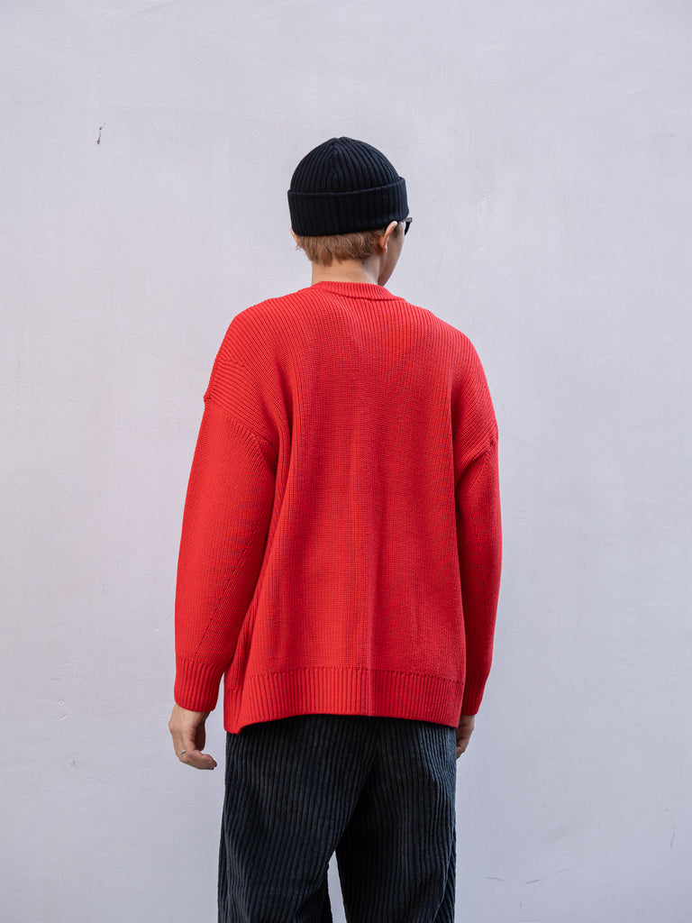THE DAY / MERINO WOOL CREWNECK KNIT -RED-