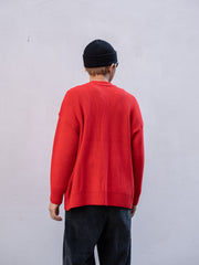 THE DAY / MERINO WOOL CREWNECK KNIT -RED-