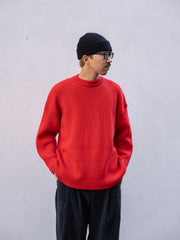 THE DAY / MERINO WOOL CREWNECK KNIT -RED-