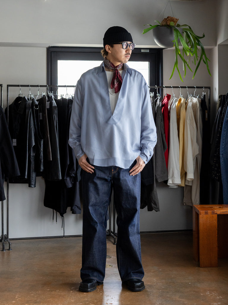 SUGARHILL / SHEER SKIPPER SHIRT-BLUE STRIPE-｜aIbn公式通販