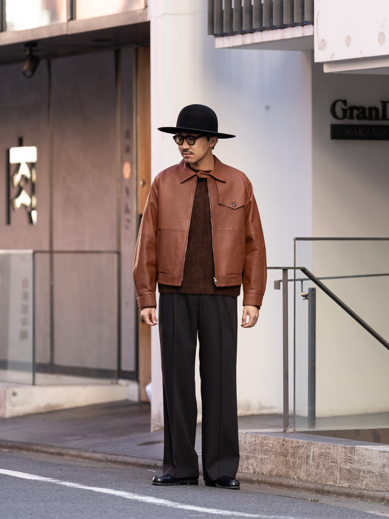 IRENISA / GUNFLAP ZIP BLOUSON -BROWN-