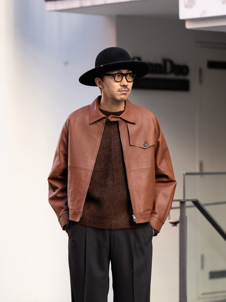 IRENISA / GUNFLAP ZIP BLOUSON -BROWN-