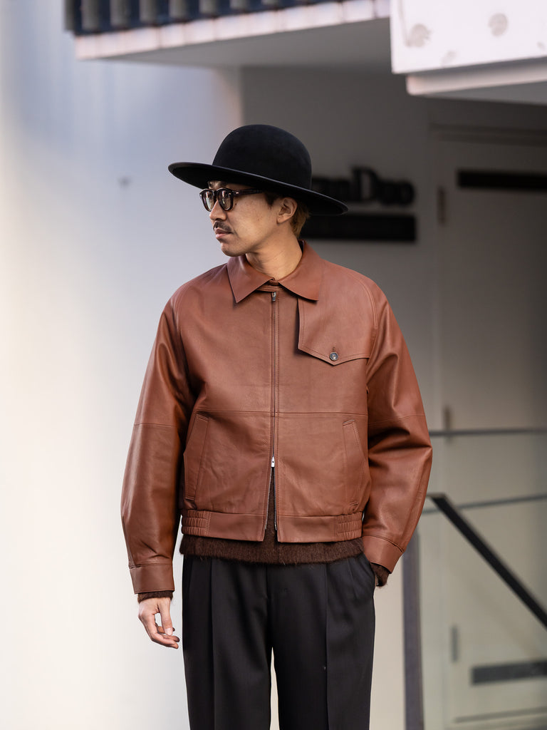 IRENISA / GUNFLAP ZIP BLOUSON -BROWN-