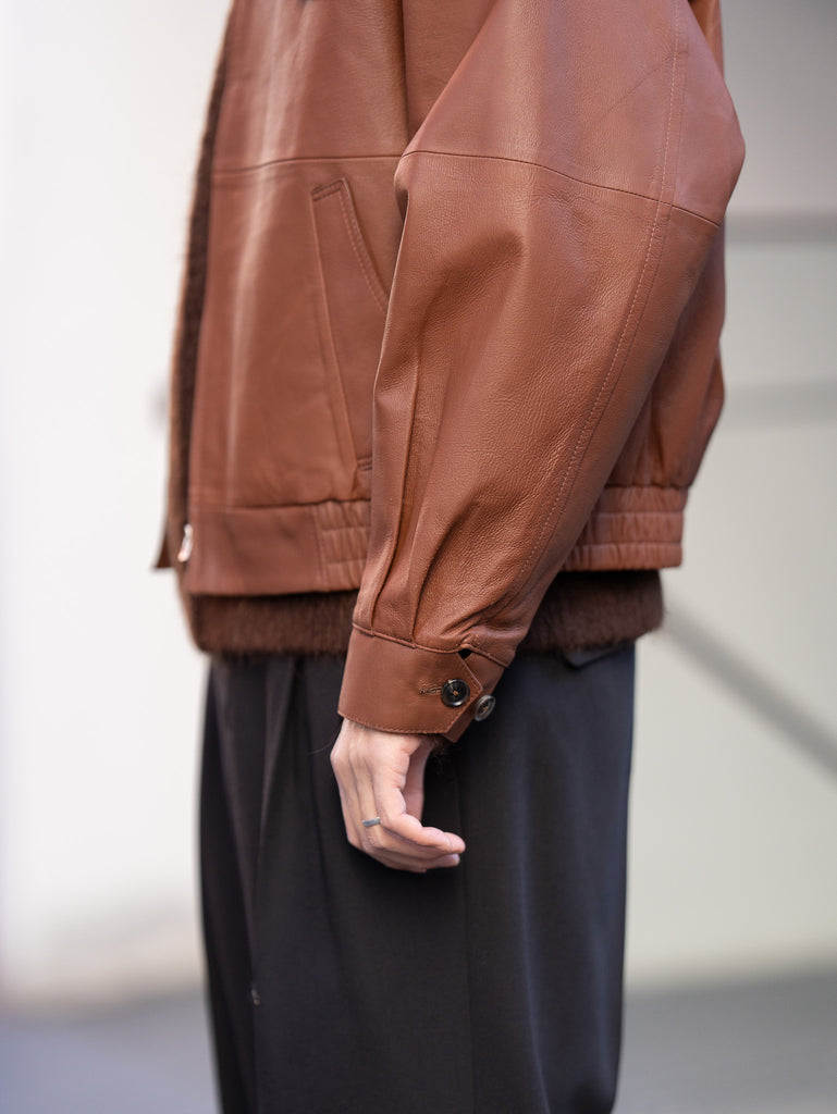 IRENISA / GUNFLAP ZIP BLOUSON -BROWN-
