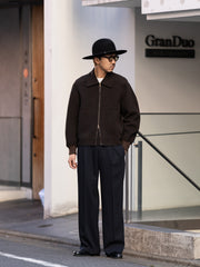 IRENISA / TWO TUCKS WIDE TROUSERS -DARK NAVY-