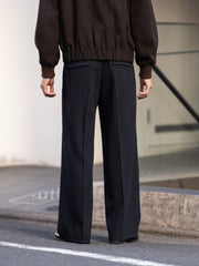 IRENISA / TWO TUCKS WIDE TROUSERS -DARK NAVY-