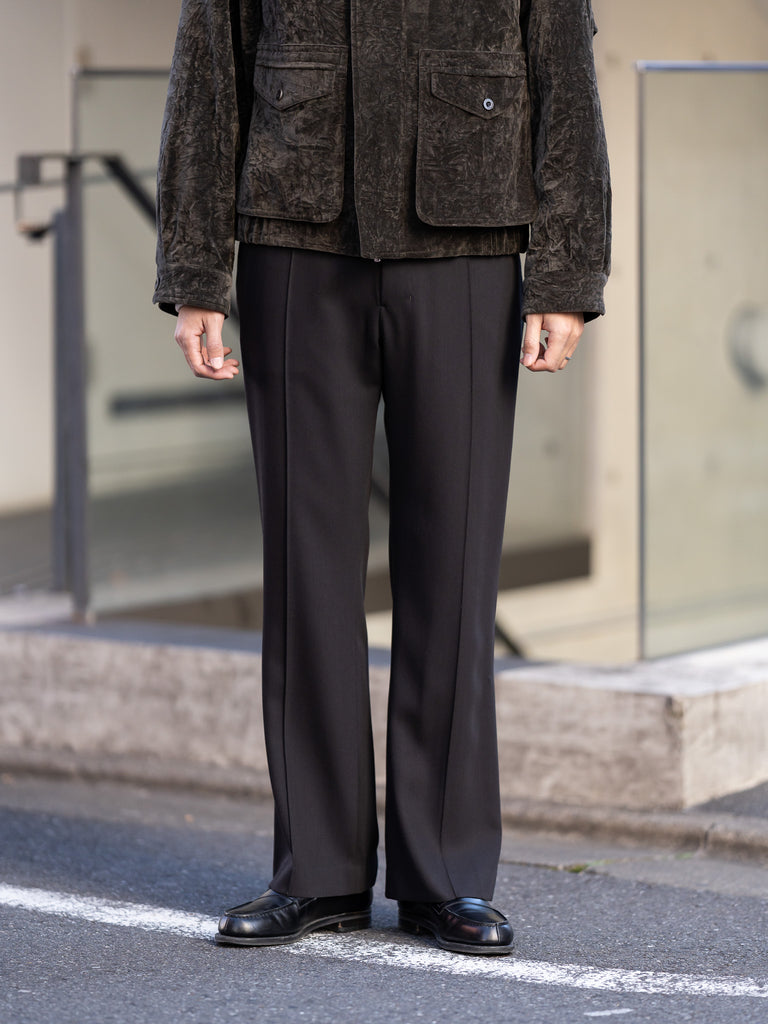 IRENISA / SEMI FLARE TROUSERS -DARK BROWN-