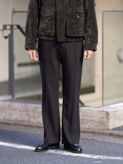 IRENISA / SEMI FLARE TROUSERS -DARK BROWN-