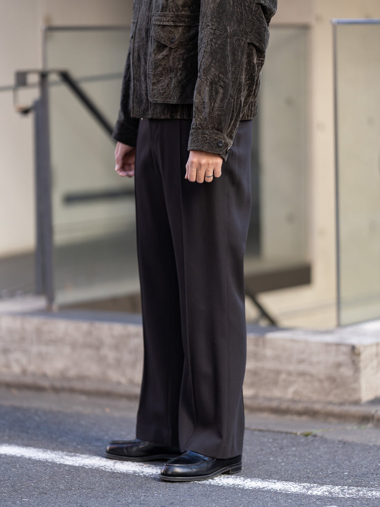 IRENISA / SEMI FLARE TROUSERS -DARK BROWN-