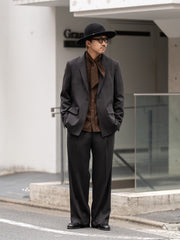 IRENISA / TWO TUCKS WIDE TROUSERS -DARK BROWN-