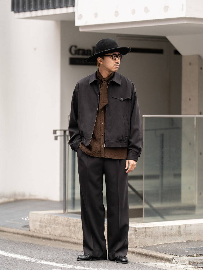 IRENISA / GUNFLAP ZIP BLOUSON -DARK BROWN-