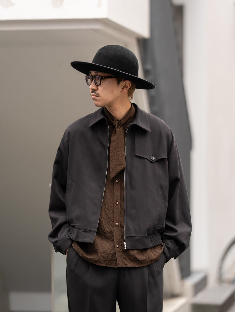 IRENISA / GUNFLAP ZIP BLOUSON -DARK BROWN-