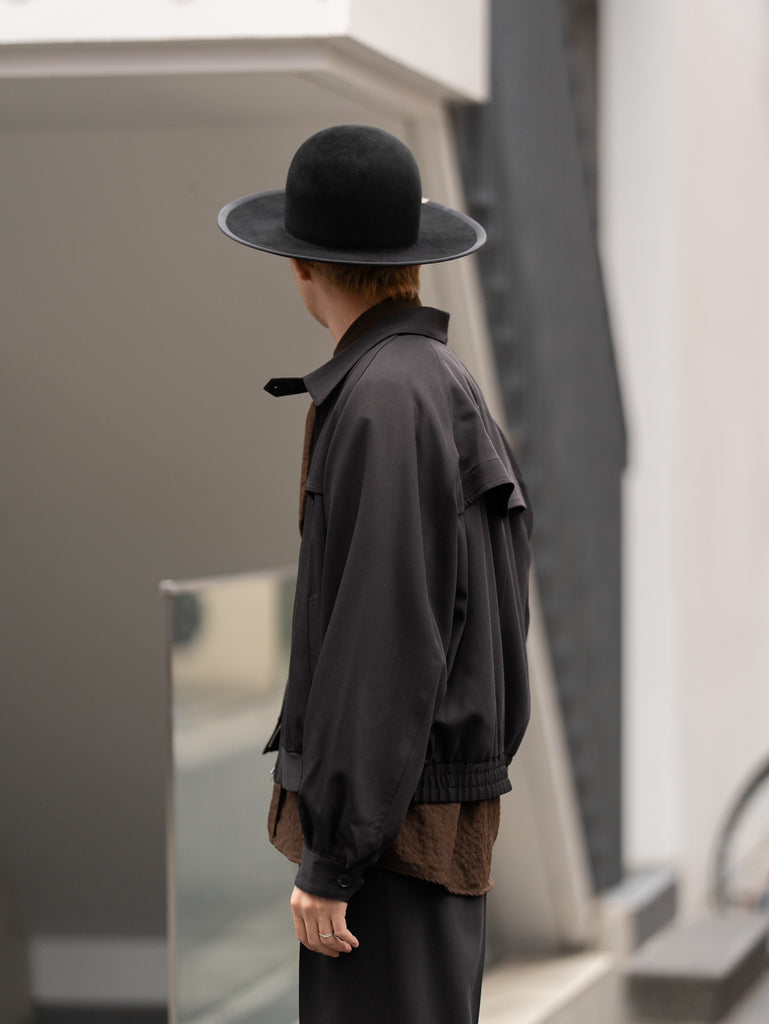 IRENISA / GUNFLAP ZIP BLOUSON -DARK BROWN-