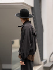 IRENISA / GUNFLAP ZIP BLOUSON -DARK BROWN-