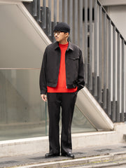 IRENISA / GUNFLAP ZIP BLOUSON -DARK BROWN-