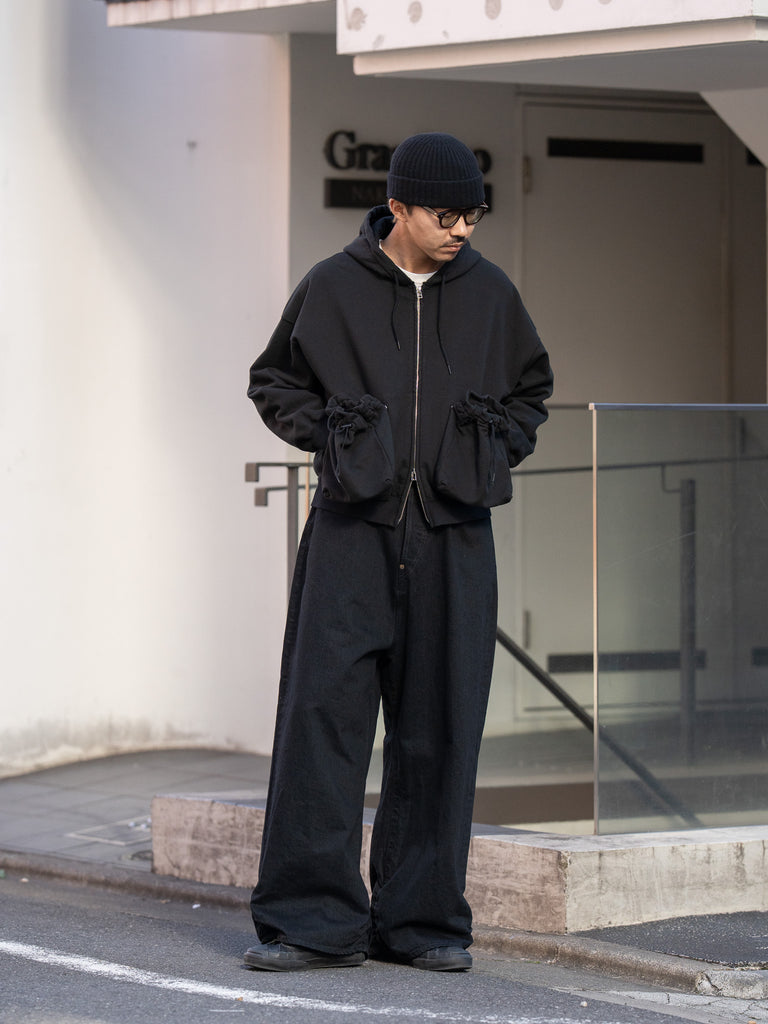 refomed / "KINCHAKU" ZIPUP HOODIE -BLACK-