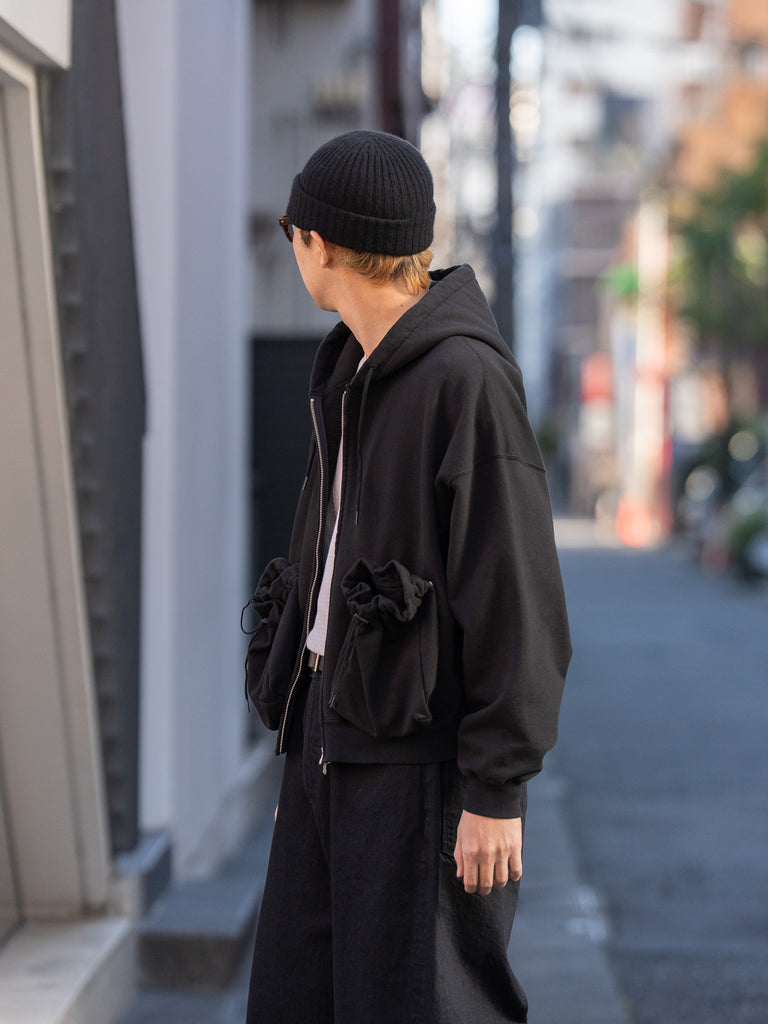 refomed / "KINCHAKU" ZIPUP HOODIE -BLACK-