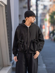 refomed / "KINCHAKU" ZIPUP HOODIE -BLACK-