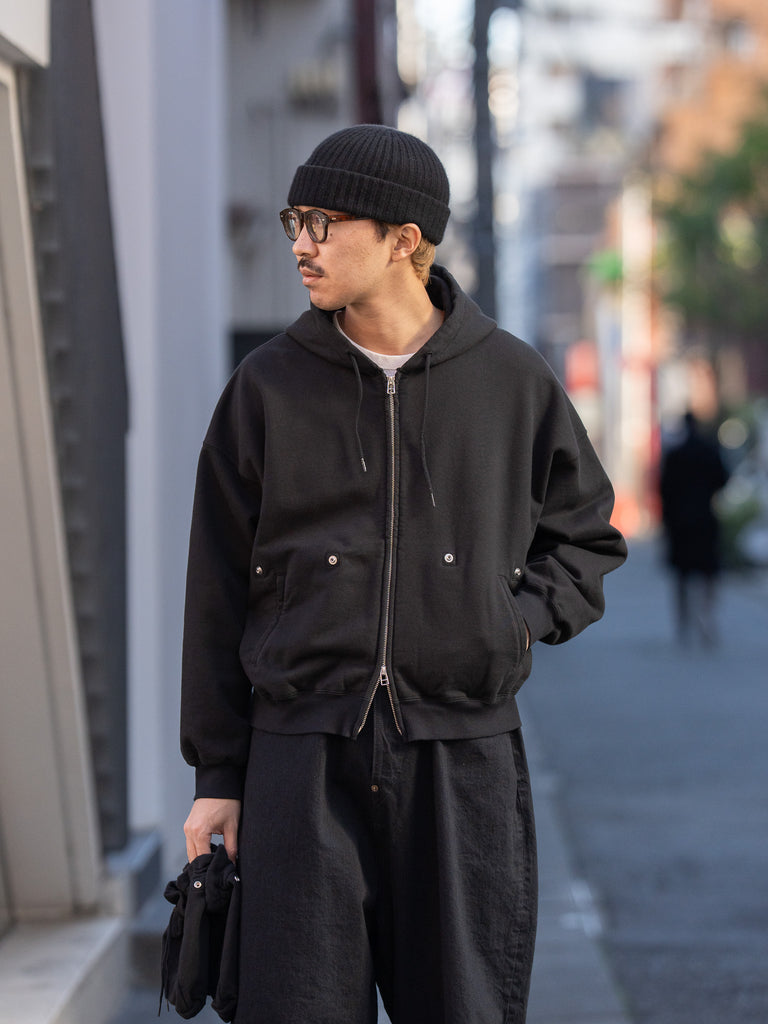 refomed / "KINCHAKU" ZIPUP HOODIE -BLACK-
