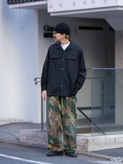 THE DAY / OPEN COLLAR SHIRT -BLACK-