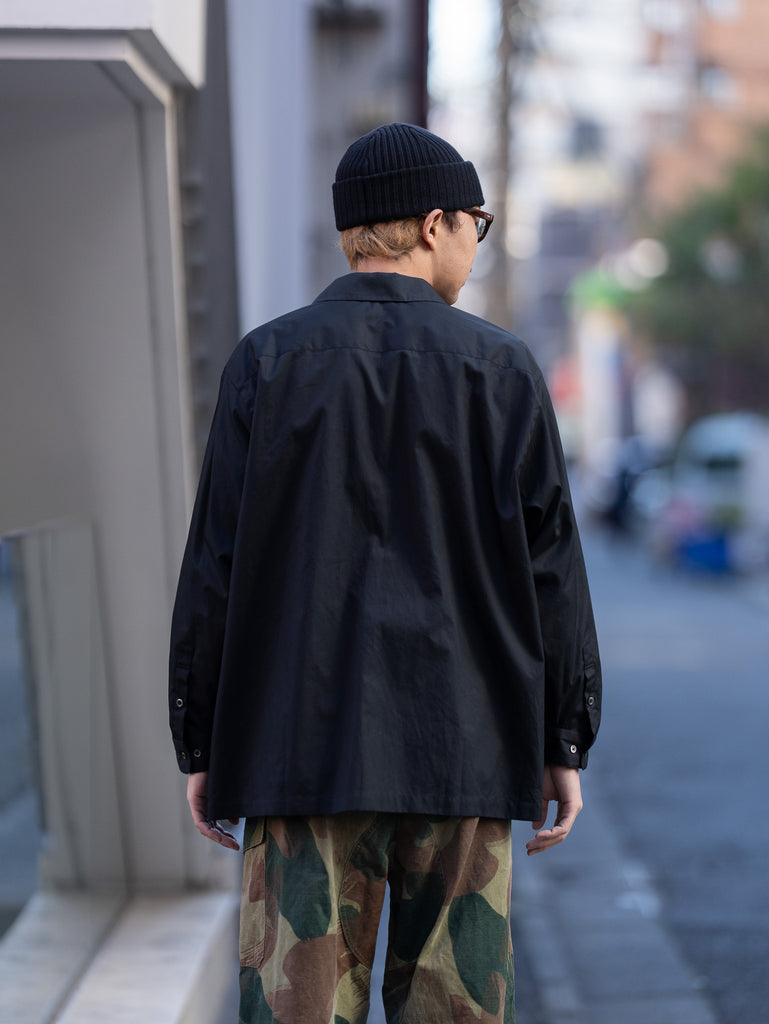 THE DAY / OPEN COLLAR SHIRT -BLACK-