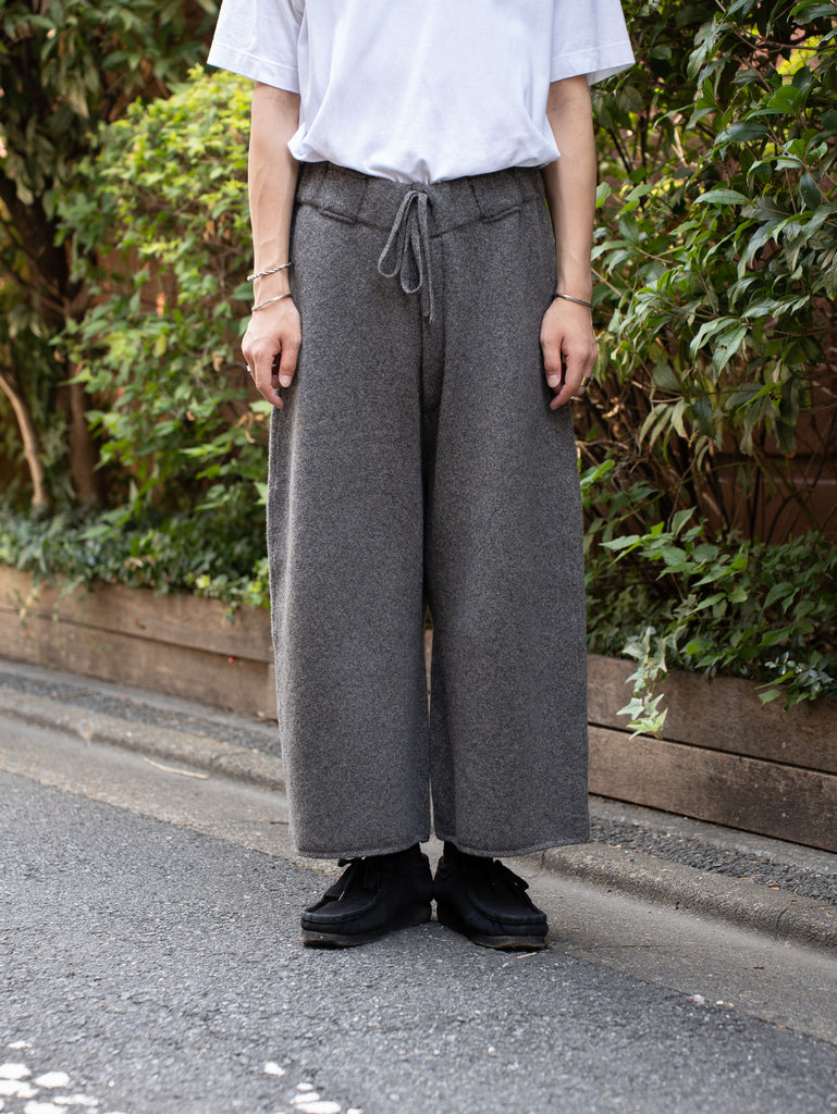 nonnotte / KNIT PANTS EXTRA WIDE -GreyTop×YAK Natural-