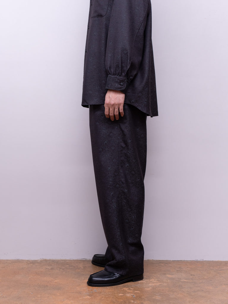 nonnotte /  2-Tuck Draw Cord Wide Trousers -Smoke Berry-