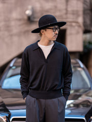 SUGARHILL / WOOL KNIT POLO -BLACK-