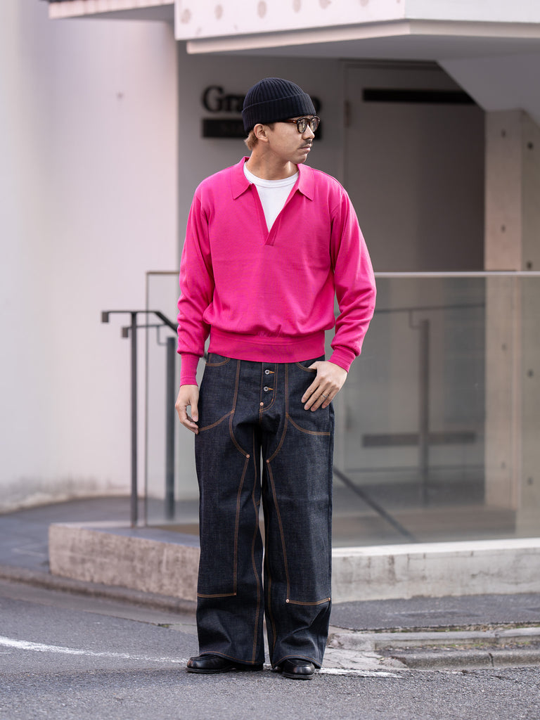 SUGARHILL / WOOL KNIT POLO -PINK-