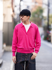 SUGARHILL / WOOL KNIT POLO -PINK-