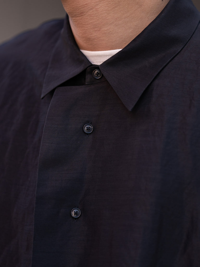 nonnotte / Cascade Placket Oversized Shirt -Black-