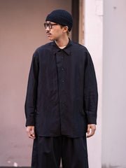 nonnotte / Cascade Placket Oversized Shirt -Black-