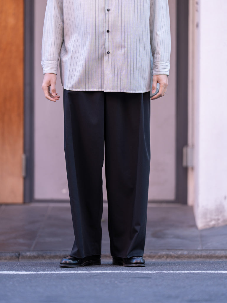 nonnotte /  Draping Crotch Box Pleats 1Tuck Trousers -Deep Black-