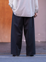 nonnotte /  Draping Crotch Box Pleats 1Tuck Trousers -Deep Black-