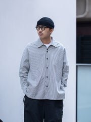 SHINYAKOZUKA / ROOMY SHIRT -BLACK STRIPE-