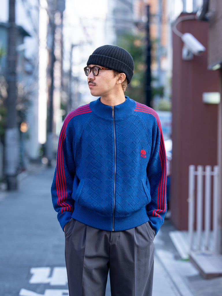RICE NINE TEN / KNITTED TRAINING JACKET -BLUE-