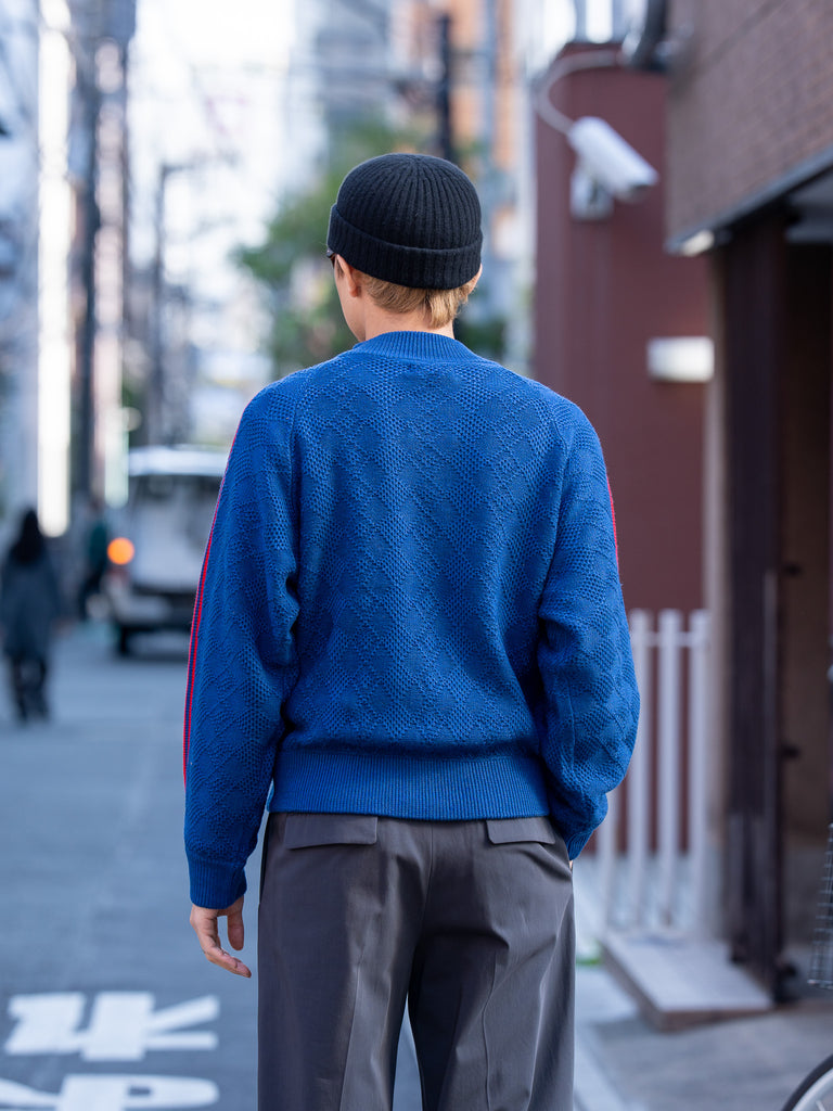 RICE NINE TEN / KNITTED TRAINING JACKET -BLUE-